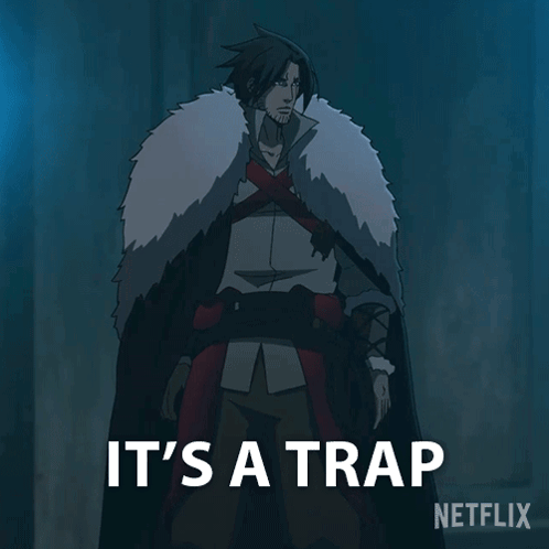 Cartoon Man Saying Its a Trap