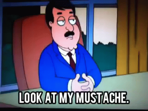 Cartoon Man Saying Look at My Mustache