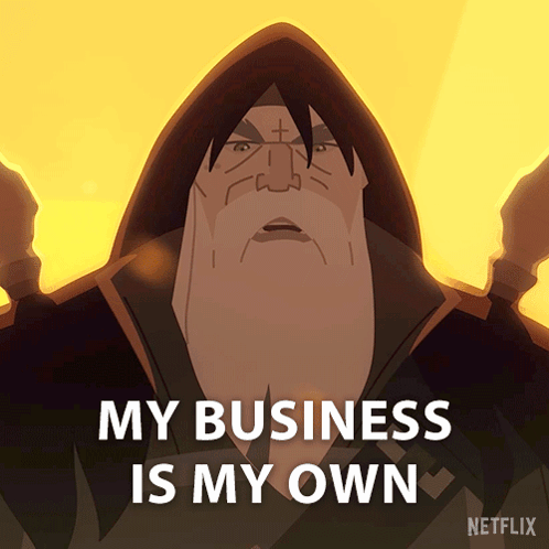 Cartoon Man Saying My Business Is My Own