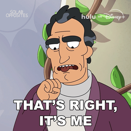 Cartoon Man Saying That's Right It's Me