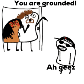 Cartoon Man Saying You Are Grounded Next To Door GIF
