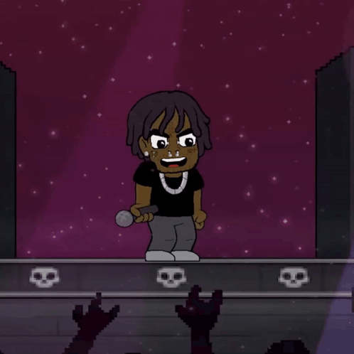 Cartoon Man Singing Into Microphone