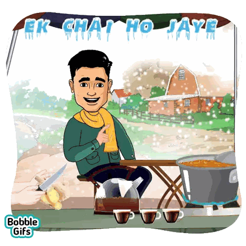 Cartoon Man Sitting at Table Ek Chat Ho Jaye