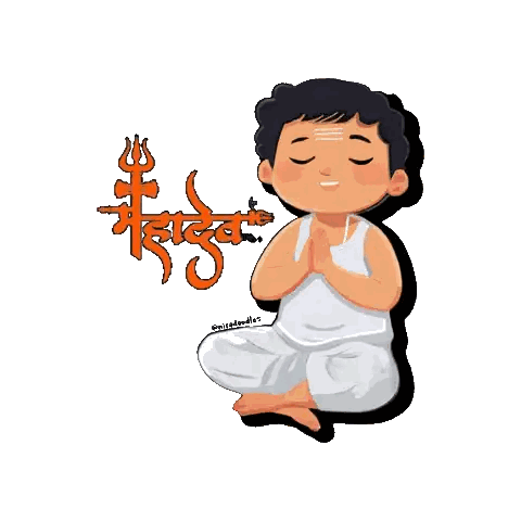 Cartoon Man Sitting with Eyes Closed