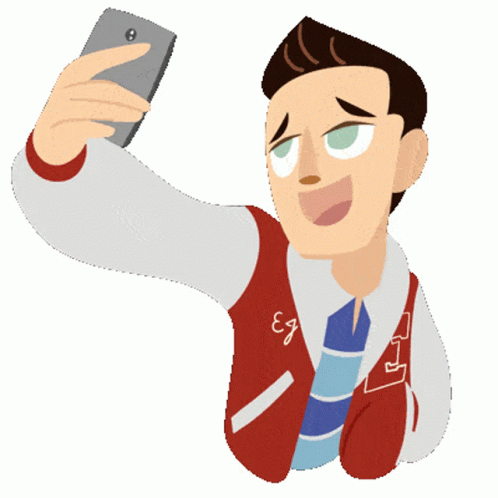 Cartoon Man Snapping Selfie Picture GIF