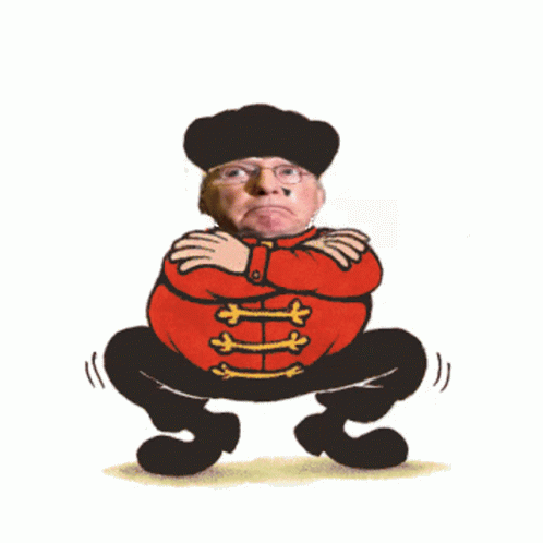 Cartoon Man Squatting Red Jacket Black Hat