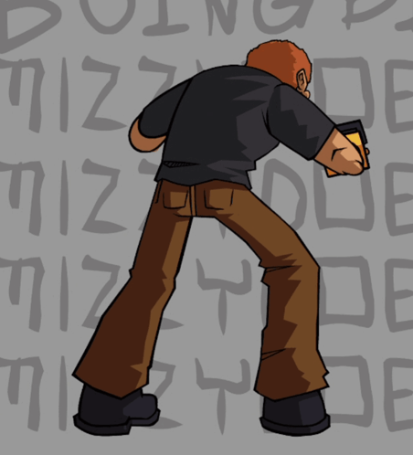 Cartoon Man Standing In Front Of Doing Wall GIF