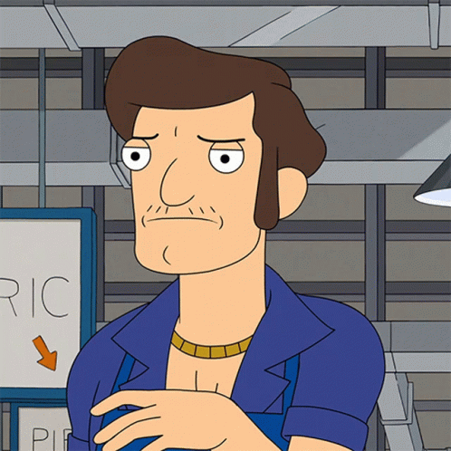 Cartoon Man Standing In Front Of Pic Sign GIF
