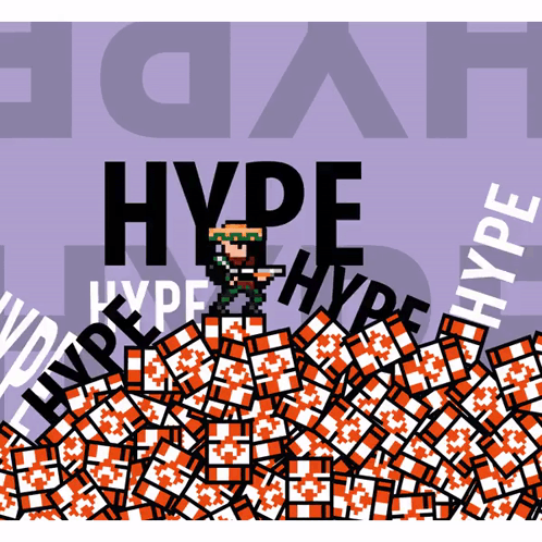 Cartoon Man Standing on Hype Cards