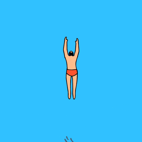 Cartoon Man Swimming Underwater Deep GIF