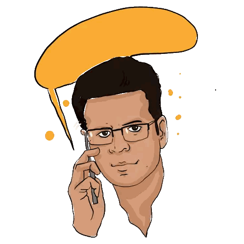 Cartoon Man Talking on Cell Phone Happy Birthday Bubble