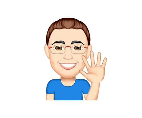 Cartoon Man Waving in Blue Shirt