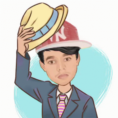Cartoon Man Wearing Hat With Letter N GIF