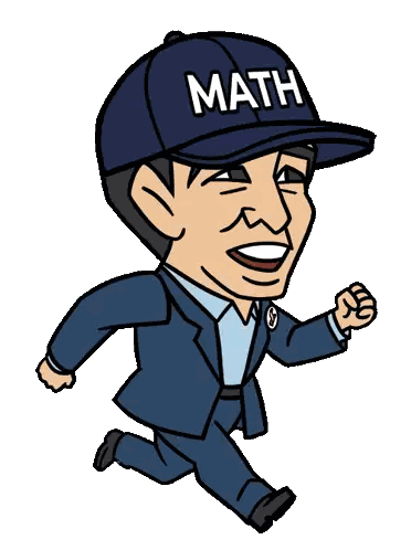 Cartoon Man Wearing Math Hat
