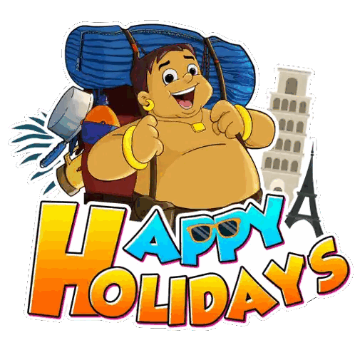 Cartoon Man with Backpack Happy Holidays