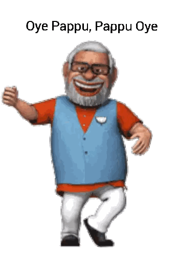 Cartoon Man With Beard and Glasses Dancing Oye Pappu Pappu