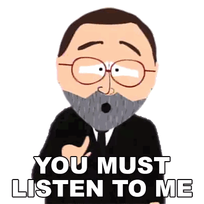 Cartoon Man With Beard and Glasses Says Listen