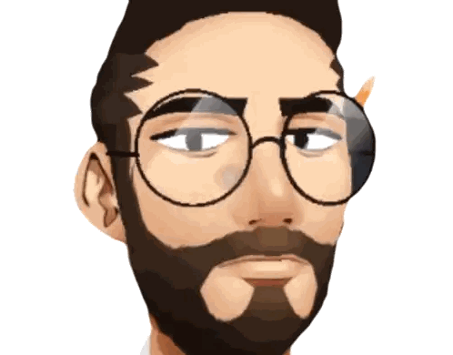Cartoon Man with Beard and Round Glasses