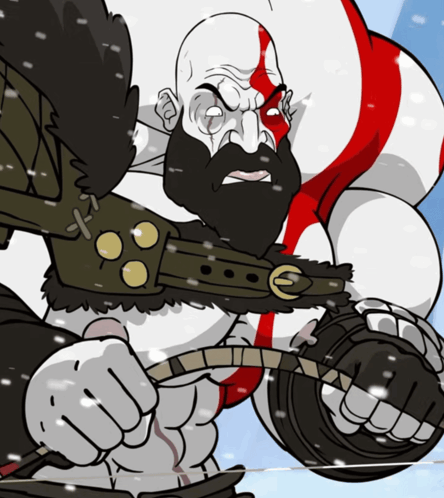 Cartoon Man with Beard Holding Bow and Arrow