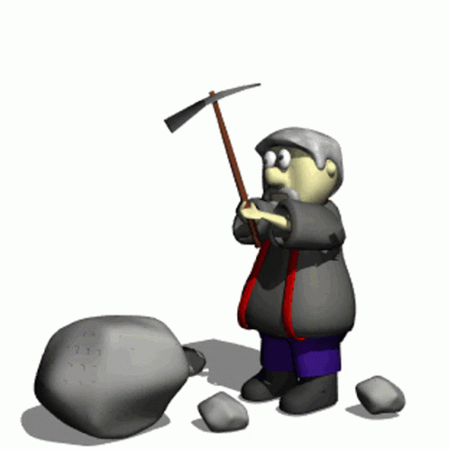Cartoon Man With Beard Holding Pickaxe