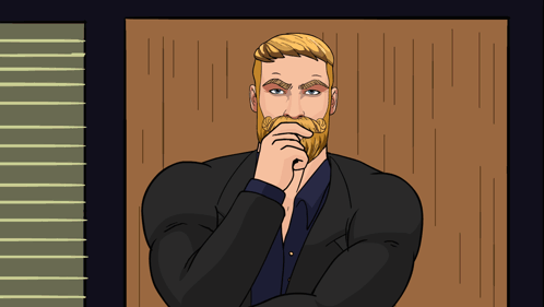 Cartoon Man with Beard in Suit