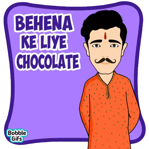 Cartoon Man With Bindi Behena Ke Liye Chocolate