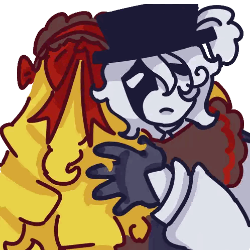 Cartoon Man with Black Hat and Red Hair