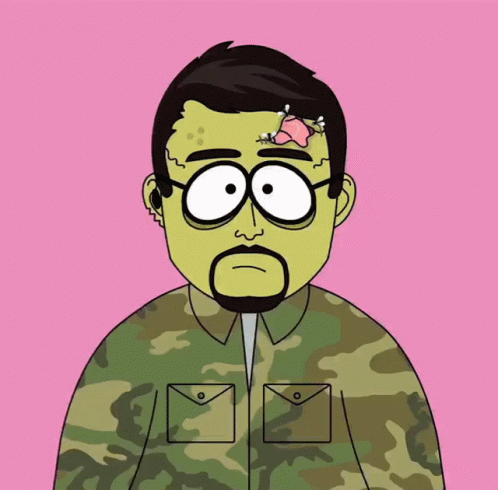 Cartoon Man With Bug on Head