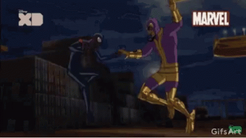 Cartoon Man With Cape And Marvel GIF