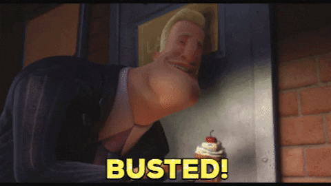Cartoon Man With Cupcake Busted GIF