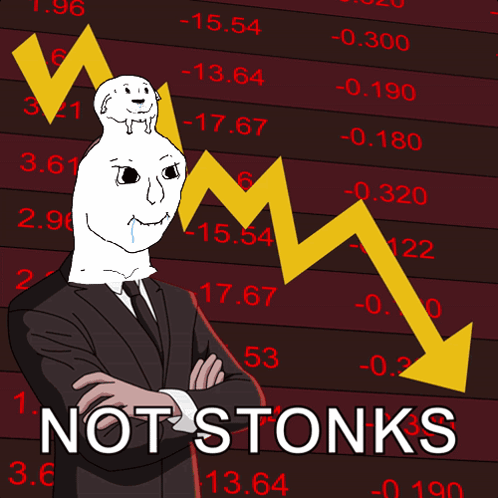 Cartoon Man with Dog on Head Not Stonks
