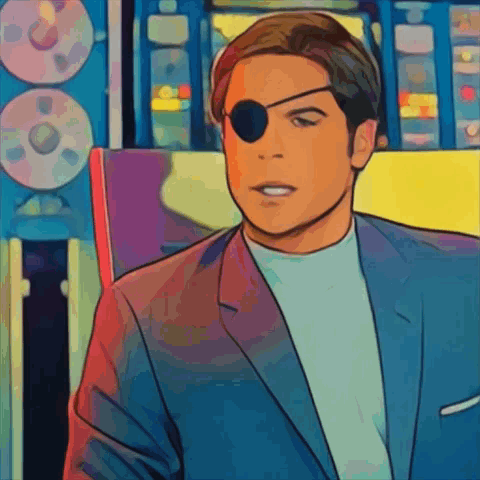 Cartoon Man With Eye Patch and Suit