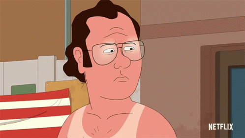 Cartoon Man with Glasses and Netflix Logo