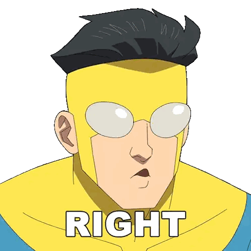 Cartoon Man with Glasses and Right