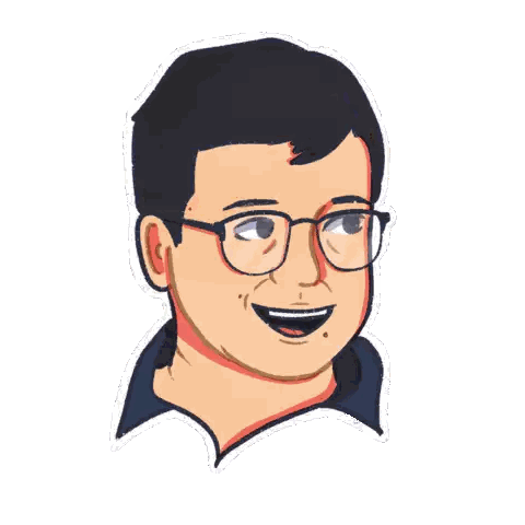 Cartoon Man with Glasses and Smile