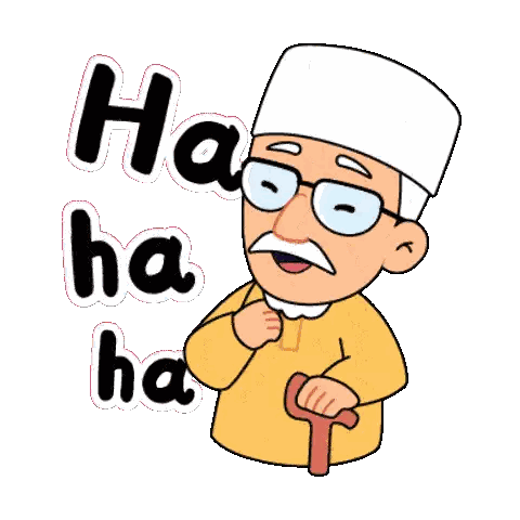 Cartoon Man with Glasses Laughing