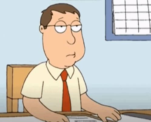 Cartoon Man With Glasses Red Tie Saying Umm