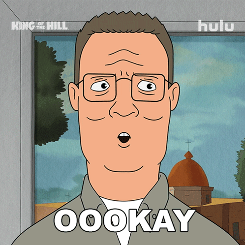 Cartoon Man with Glasses Saying Oookay
