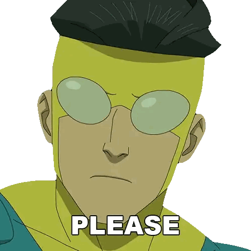 Cartoon Man with Glasses Saying Please