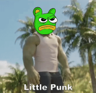 Cartoon Man With Green Frog Head and Little Punk