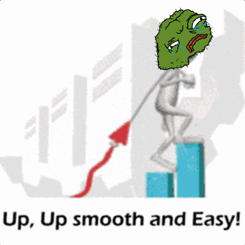 Cartoon Man with Green Head and Up Up Smooth and Easy