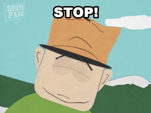 Cartoon Man With Hat Saying Stop GIF