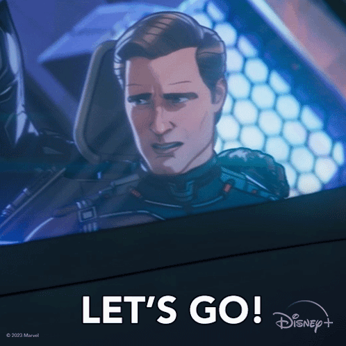 Cartoon Man With Let's Go