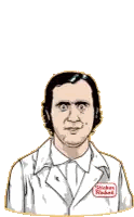 Cartoon Man with Long Neck and Chicken Ranch Name Tag