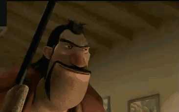 Cartoon Man With Mustache Holding Sword
