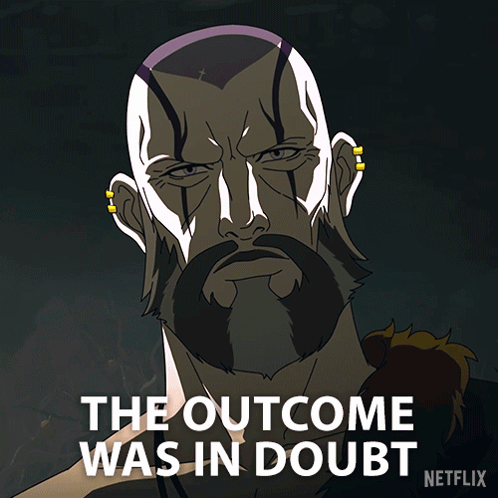 Cartoon Man With Outcome Was in Doubt