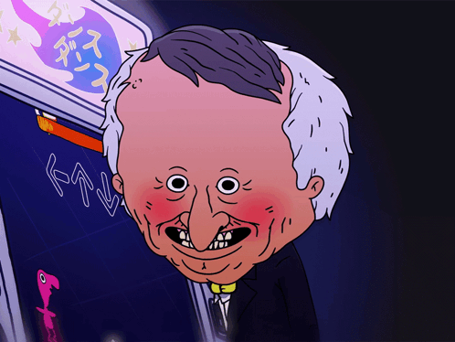 Cartoon Man With Red Cheek Holding Sign A GIF