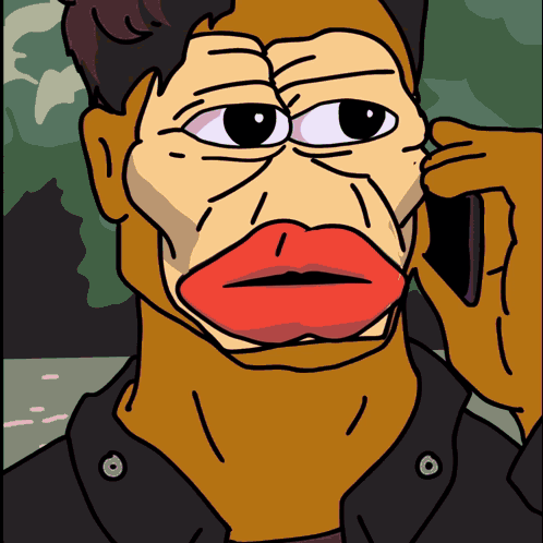 Cartoon Man With Red Lips Talking On Cellphone GIF