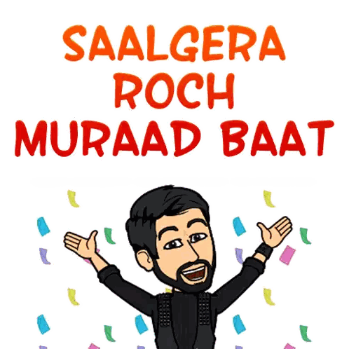 Cartoon Man with Saalgera Roch Muraad Baat