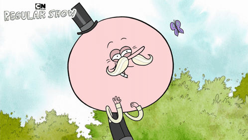Cartoon Man With Top Hat And Mustache Says Regular Show GIF